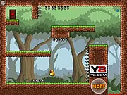 Screenshot of Gravity Duck 3, a 2D pixel art game showing a small duck character standing on a platform with a spike hazard and a golden egg in the distance.