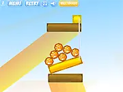 Screenshot of the Stupid Jerks physics puzzle game showing block characters balanced on various colorful geometric shapes.