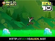 Screenshot of Ben 10 Ice Jump free online game showing Ben Tennyson jumping across ice platforms on PlayArcadeHub