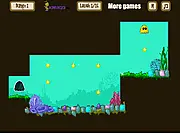 The World's Hardest Game screenshot showing the small red square maneuvering between multiple moving blue circles on a black background