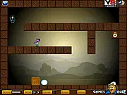 The Samurai Vs. Monster Dungeon Crawler free online game, showing the samurai hero fighting large green monsters in a dark cave.