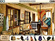 A Letter for Richard free online mystery game screenshot showing the dark, abandoned interior of an old house.