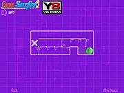 Free online puzzle game Blobbing Around showing a green blob navigating a platforming obstacle course to reach a cross sign