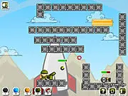 Mortarific free online game screenshot, using a mortar to destroy terrorists, explosive physics puzzle shooter game on PlayArcadeHub