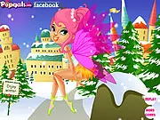 Winter Garden Fairy Dress Up free online game screenshot showing a magical fairy styled in a white and blue winter gown.