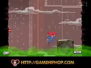 Superman Returns arcade game free online showing Superman dodging falling construction materials from Lex Luthor between two buildings