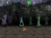 Kolobok 2012 free online game screenshot showing the round Kolobok character rolling through a pixelated 21st-century forest environment.