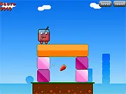 The Jam Extended physics puzzle game screen showing the jam jar, stack of colored blocks, and collectible strawberries