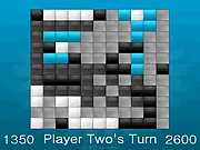 Plexago online puzzle game screenshot showing a strategic board with colorful abstract shapes and pieces competing for control