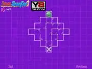 Blobbin Around free online game featuring the main character, a stretchy green blob, navigating a colorful puzzle level with obstacles