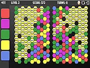 Go Virus Online Strategy Game screenshot – Playing field showing green virus cells expanding and taking over territory from another color