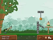 Screenshot of Angry Soldier online game showing a military projectile in mid-air about to hit a flimsy, wooden enemy structure, physics puzzle game