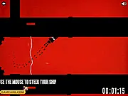 Red Runner infinite flying game, mouse controlled rocket dodging missiles and obstacles, free online arcade game