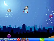 Spiters Level Pack game screen showing purple monster characters about to be destroyed by falling blocks in a physics puzzle