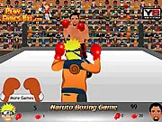 Screenshot of Naruto Boxing Championship Online game, showing Naruto Uzumaki wearing boxing gloves and fighting an opponent in the ring.