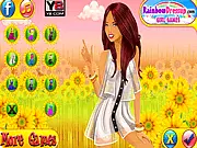 Stunning August Cover Girl free online fashion game screenshot showing a model dressed in a chic summer outfit with accessories.