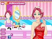 Sparkle Prom Makeover free online dress up game featuring a girl named Kara choosing a dazzling sequin gown and glittering makeup for prom