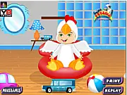 Cute Baby Boy Bath online game screenshot, baby Franklin in a bathtub with bubbles and a rubber ducky, dress-up game, babysitting simulator
