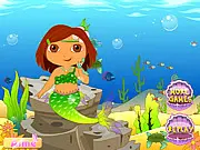 Dora Beauty Mermaid dress up game, girl choosing a mermaid tail and crown, play free online