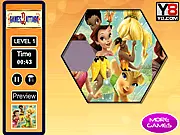 Tinkerbell Fix The Puzzle game screen showing a partially completed Tinkerbell jigsaw puzzle
