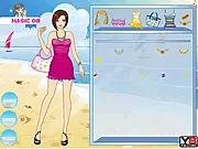 Sunny Beach Day Dressup free online game, girl choosing bikini and summer clothes, beach fashion styling game