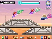 Star Airship Racing free online game, featuring a customized airship collecting gold coins high above the clouds for equipment upgrades.