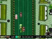 Ben10 Chase Down 2 free online shooting game screenshot showing Ben Tennyson in a fast-moving vehicle pursuing an enemy on PlayArcadeHub