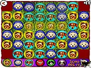 The in-game screen for Cute Puppy Match, a Match-3 game grid filled with colorful puppy icons, with sections of the board covered in dark 'tar' that need to be cleared by making matches.