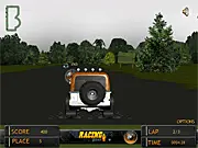 Jeep Race 3D free online game screenshot showing an off-road jeep racing through a winding jungle track