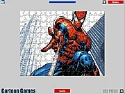Spiderman Jigsaw puzzle game screenshot, assemble a picture of the Marvel superhero Spiderman, free online puzzle game