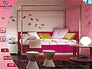 Pink Living Room Hidden Object game screenshot, finding various objects in a cozy, pink-themed living room, play free online puzzle game