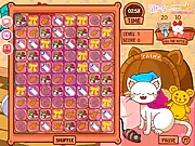 Play Cathy The Pretty Cat Match 3 game online, free puzzle game, help cat care for kittens, cute match 3
