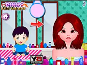 Babysitter Spa Makeover game, girl getting facial treatment, free dress-up and styling game, spa routine