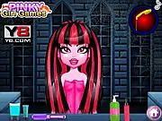 Monster High Draculaura Hairstyles game, free styling game, Draculaura doll makeover, pink and black hair styling