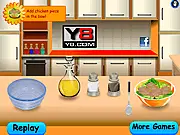 Roasted Chicken Burger Cooking free game online, preparing a chicken patty for grilling