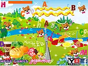 Picnic Hidden Alphabet Letters free online game screenshot, showing a vibrant picnic scene with an alphabet letter circled and found