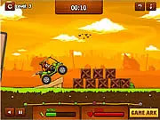 Crazy Golf Cart 2 online racing game, golf cart performing a stunt jump over obstacles, free arcade racing