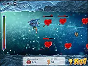 Red Extinction game screen showing the player's heavily upgraded virus-like character fighting enemy creatures with attached spikes and cannons online