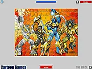 Gormiti Jigsaw Puzzle game screen showing several scattered puzzle pieces with images of the Gormiti Lords of Nature