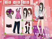Screenshot of the Glamorous Make-Up Girl game interface showing cosmetics and a model's face.