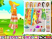 Charming Summer Dressup Online game screenshot, play free summer fashion game for girls, colorful wardrobe selection on PlayArcadeHub