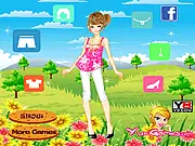 Rural Dress Up game screenshot, girl in a cozy sweater preparing for winter, play free online fashion game