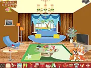 My Dream Livingroom Designer game screenshot, decorating a living room with stylish furniture and decorations, play free design game online