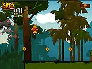 Gameplay screenshot of Gato Johnson, showing a running cat character jumping over an obstacle on a stylized endless road.