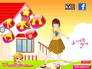 Garden Fashion Dress Up game screenshot, girl posing in a summer dress in a beautiful garden, play free online fashion game