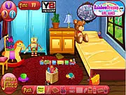 Pack for School online hidden object game screenshot showing a messy bedroom where school supplies need to be found