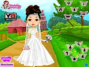 Beautiful Wedding Dress Up game screen showing a virtual bride model wearing an elegant white wedding gown and veil