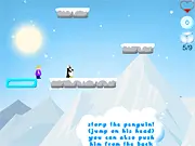 Polar Ice free online platform game screenshot showing a character jumping across icy ledges to collect blue ice cubes