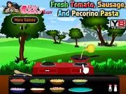Play Pecorino Pasta Cooking Game free online; virtual cooking instructions for fresh tomato sausage pasta; easy recipe learning game
