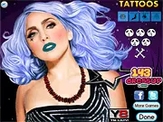 Lady Gaga Halloween Makeup free online makeover game for the pop star with spooky tattoos and colors